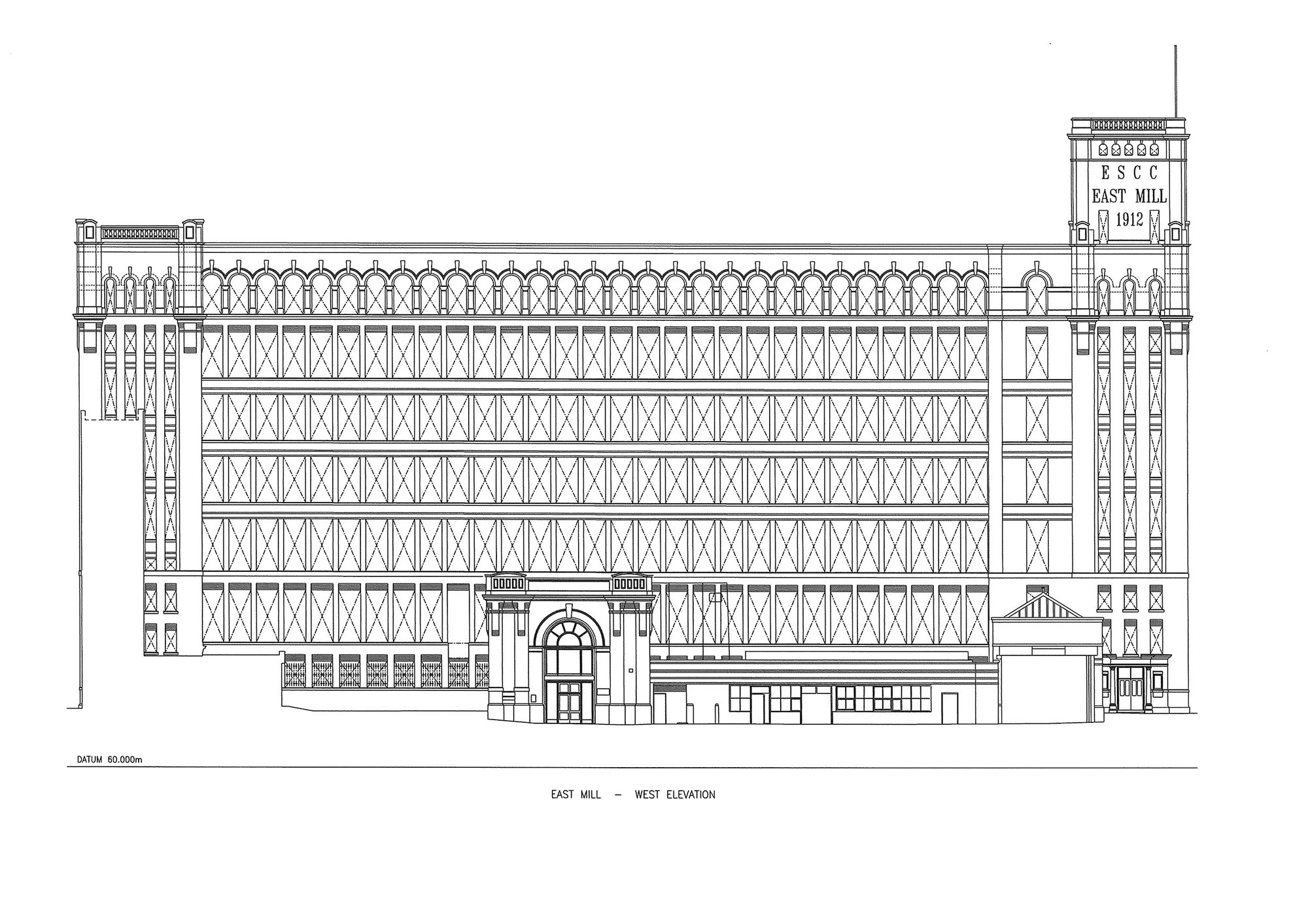 East Mill, Belper — west elevation illustration